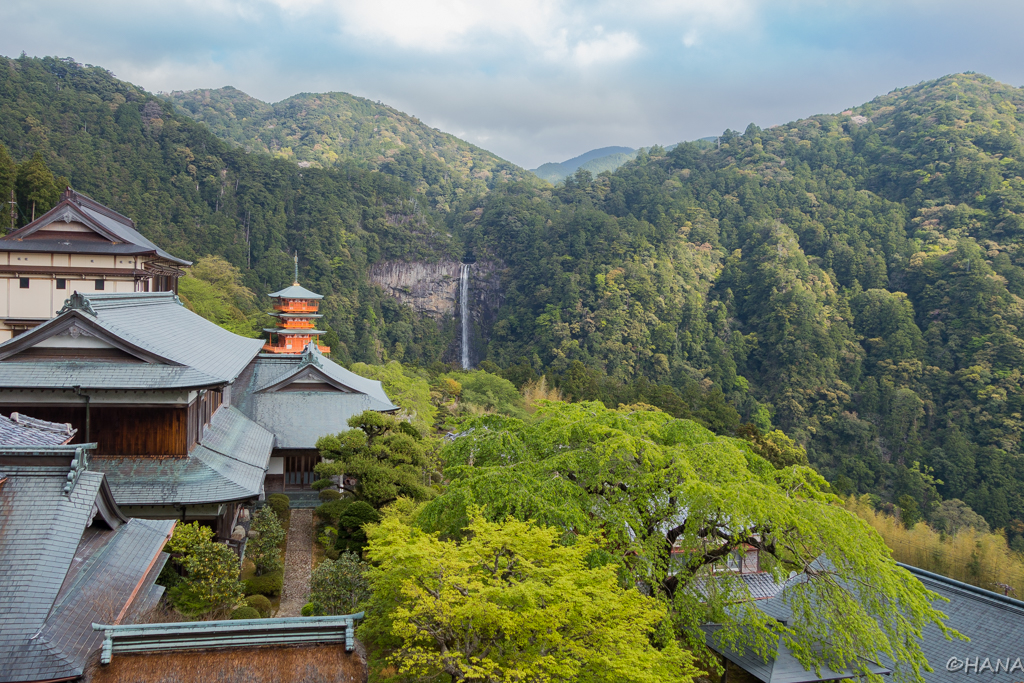 掛け軸（掛軸）織物絵「那智の滝 観音出現図」 西国三十三所 那智山 青